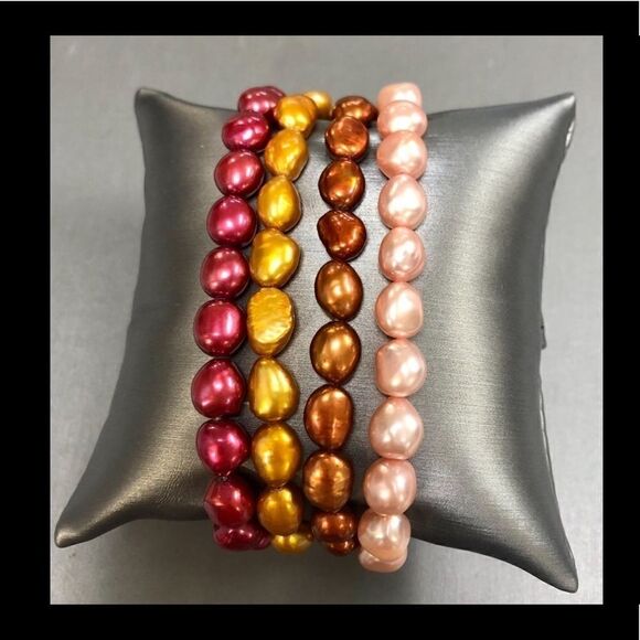 Honora Pearl Multi-color Stretchy Bracelets (Set of 4) - Picture 5 of 6